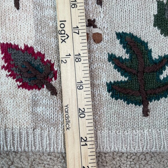 Milano Design Group Sweater Womens M Brown Fall Leaf Cardigan Vintage Autumn - Picture 5 of 8
